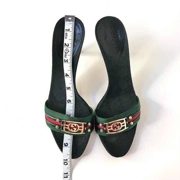 Vintage Gucci GG Supreme Web Stripe Monogrammed Mules Slip On Sandals 6.5 - Picture 8 of 9